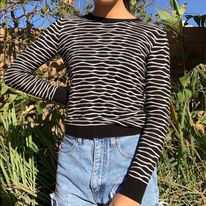 TOPSHOP - Black & white striped long sleeve top